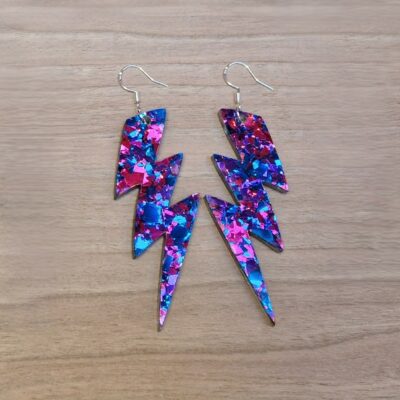 Boucles d'oreilles - Bolt (violet pailleté)