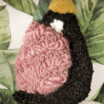 Bird (sparkly black and dusty pink wing)